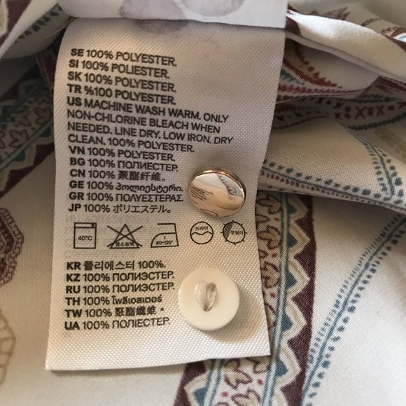 H&M Paisley Polyester 70's Vibe Button Down long sleeve sz 6 - Picture 5 of 13